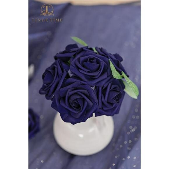 Navy Blue Artificial Roses 25pcs Fake Flowers for Wedding Bouquets Centerpieces - Picture 6 of 7